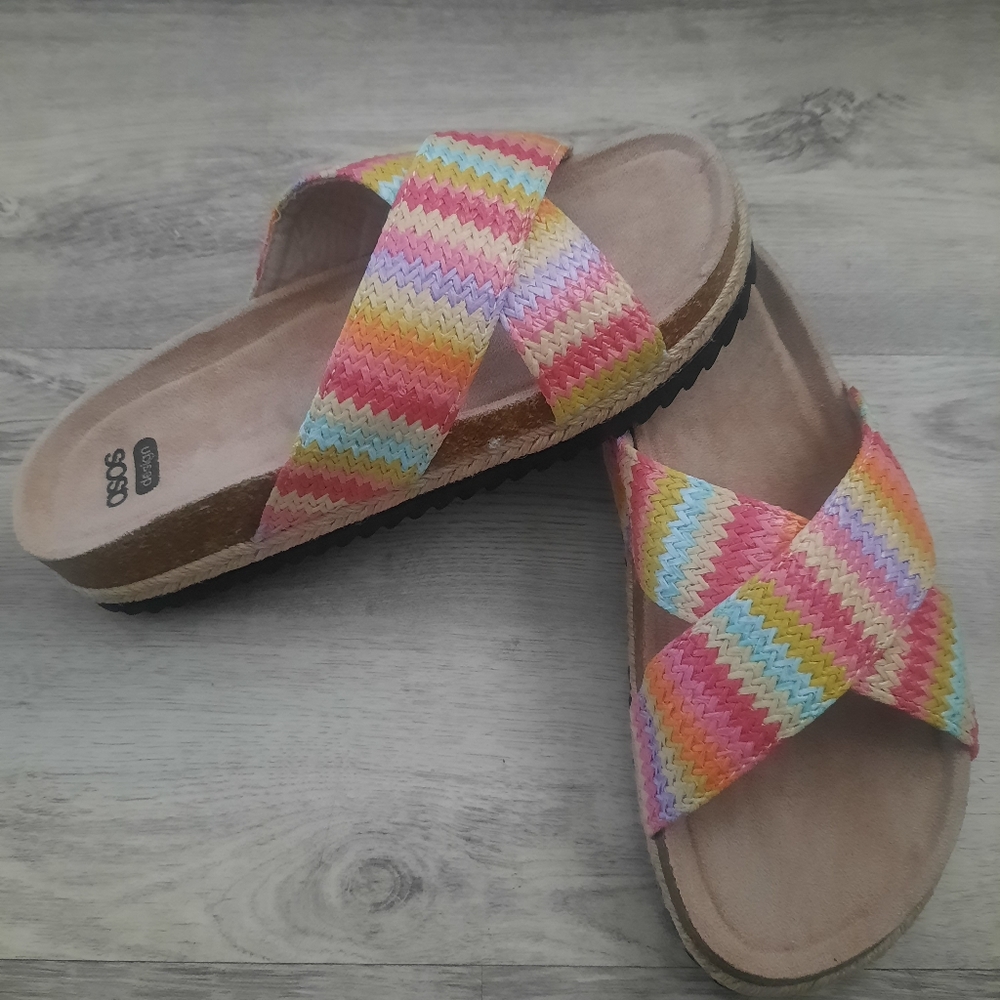 Colorful Striped Womens Sandals
